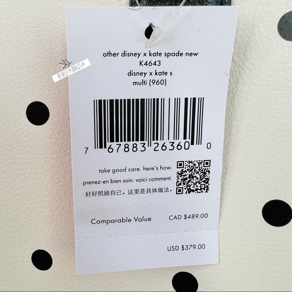 Kate Spade X Disney Minnie Mouse Tote & Coin Purse Keychain Bag Charm Set - Picture 11 of 16